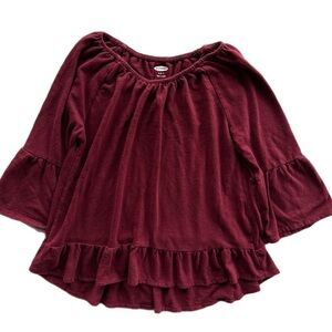 Old Navy Girls Burgundy Bell Sleeve Blouse Size 6-7